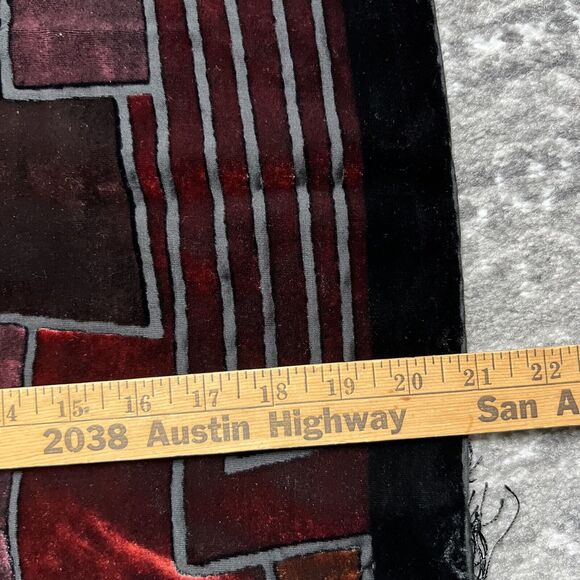 Velvet Burnout Wrap Shawl 70" Silk Blend Geometric Fringe Whimsygoth Gypsy Witch - Picture 4 of 6